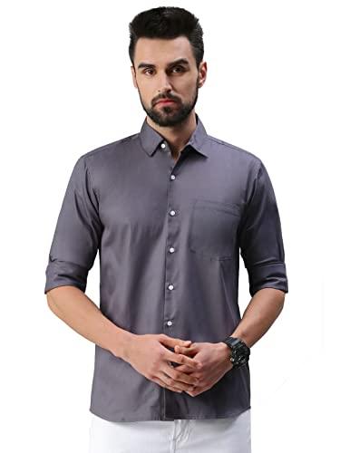 peppyzone men's regular fit casual shirt (m, cool grey)