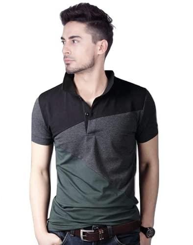 peppyzone men's regular fit polo t-shirt (m, black)