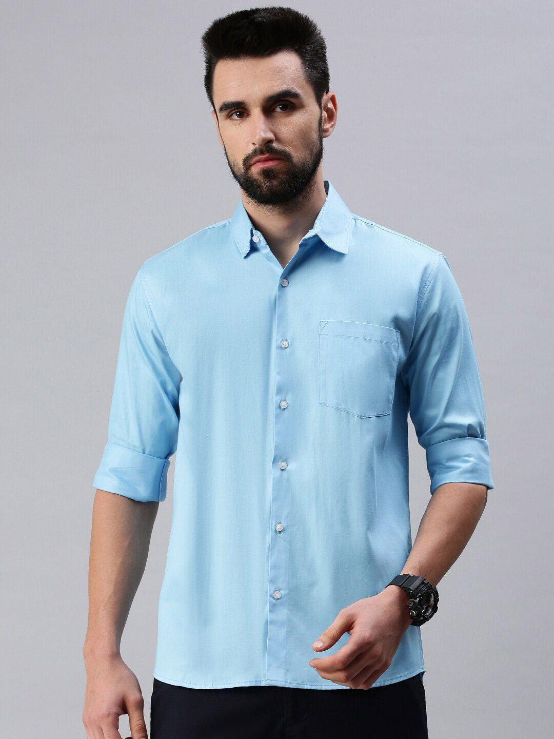 peppyzone men blue standard casual shirt