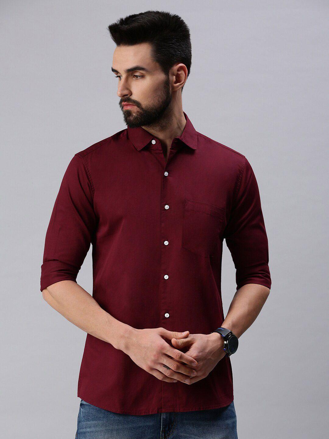 peppyzone men maroon standard casual shirt