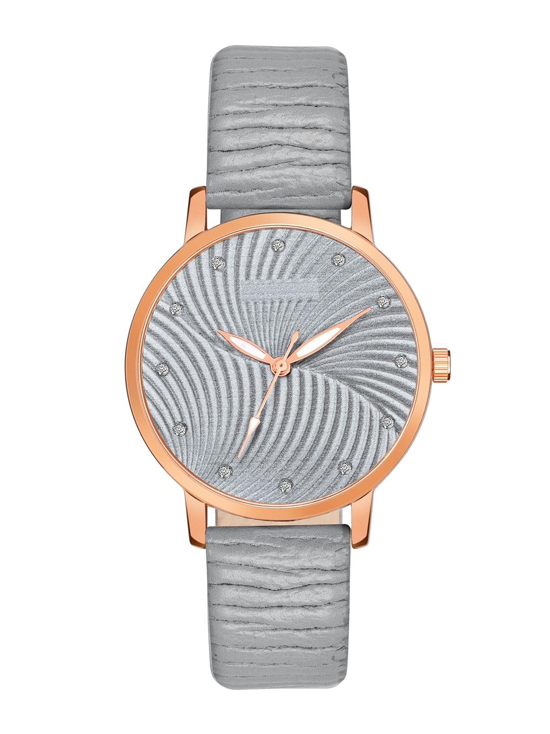 perclution enterprise women silver-toned printed dial & straps analogue watch pe385