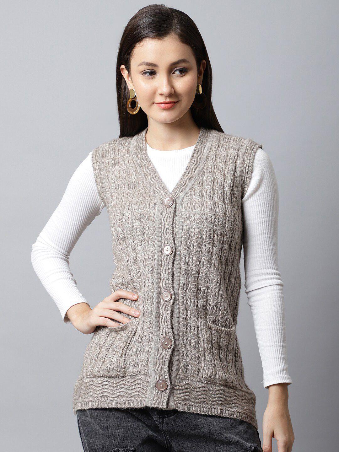 perfect line women beige cable knit cardigan