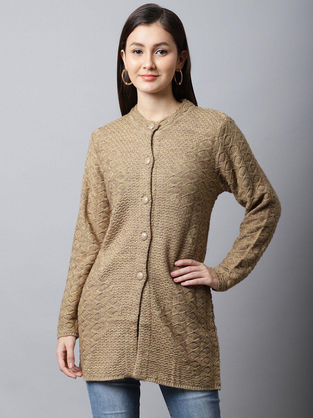 perfect line women gold-toned cable knit longline cardigan