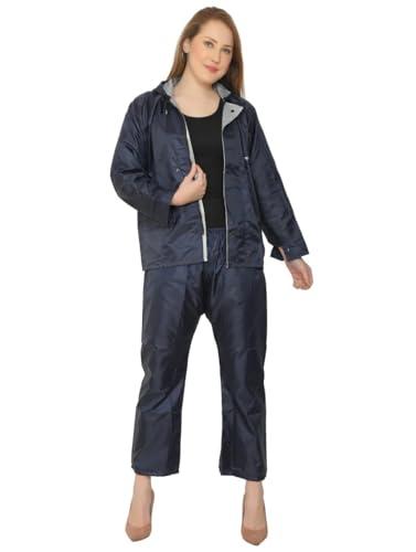 perfect productions women's polyester full sleeves waterprroof blue raincoat with cap