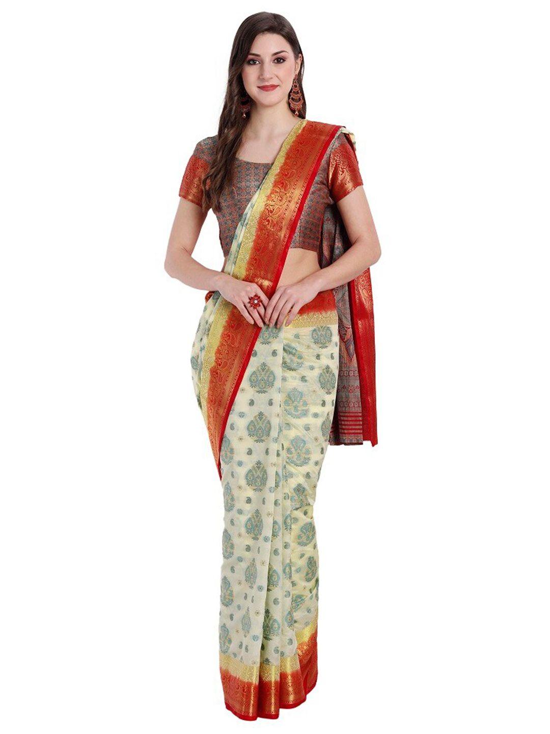 perfectblue lime green & grey ethnic motifs zari art silk kanjeevaram saree