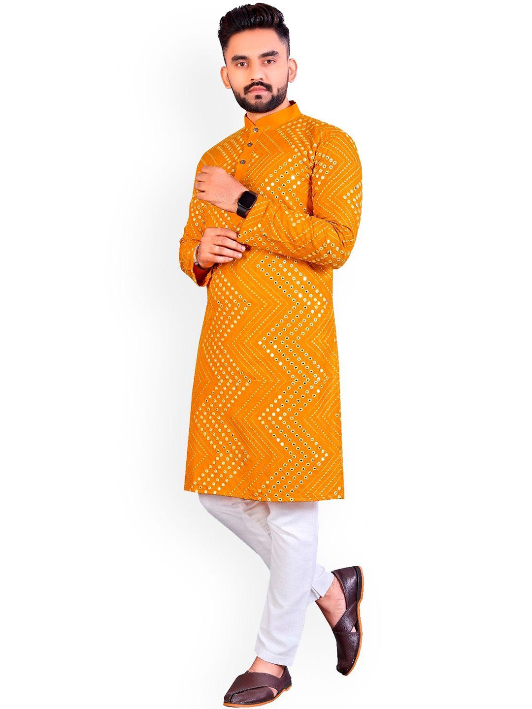 perfectblue men dyed thread work pathani kurta