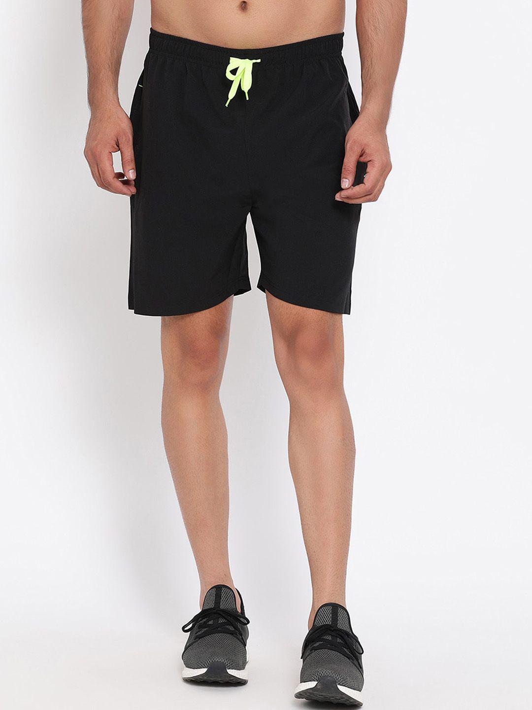 perfkt-u men black solid regular fit sports shorts