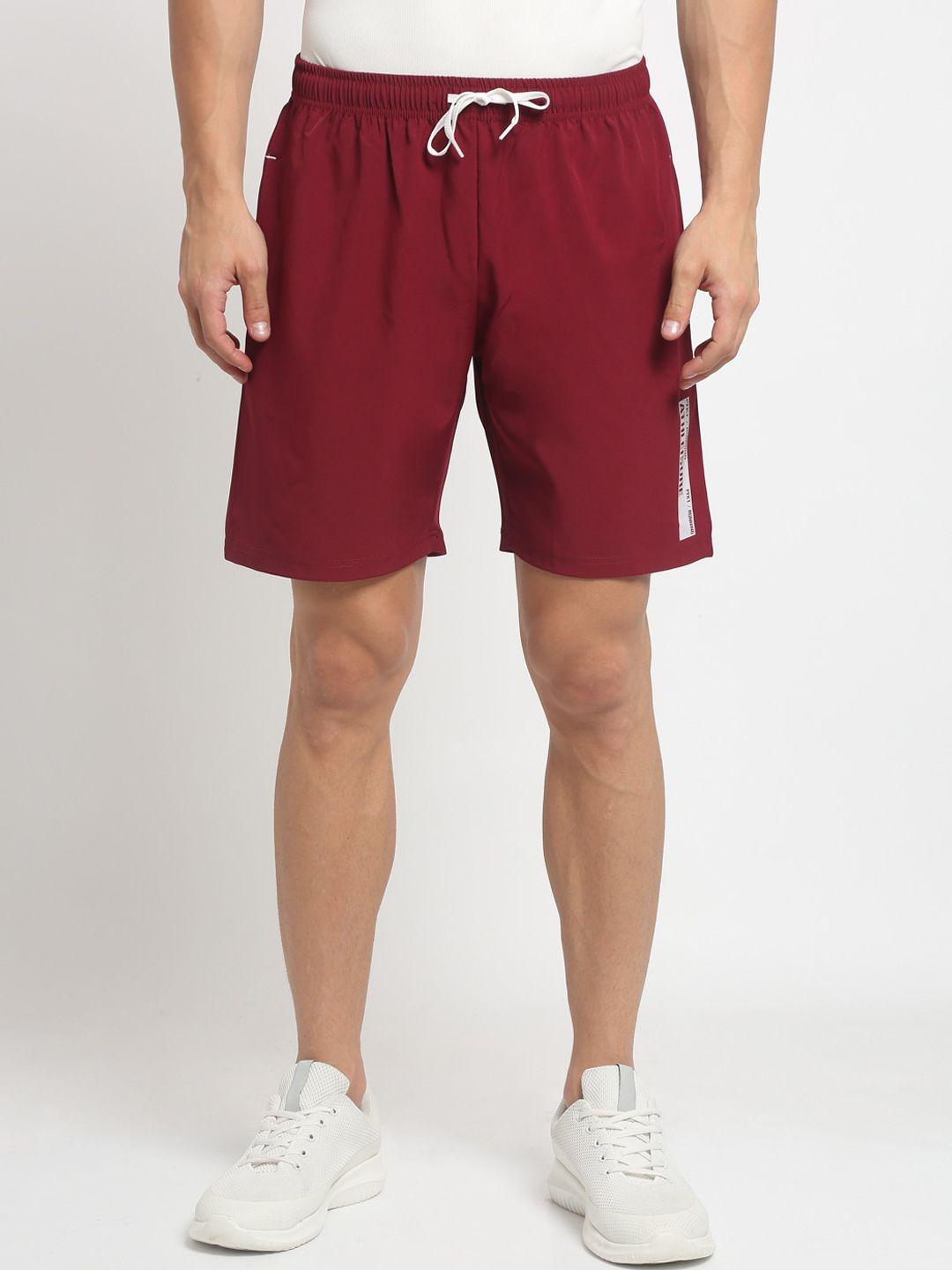 perfkt-u men maroon solid regular fit sports shorts