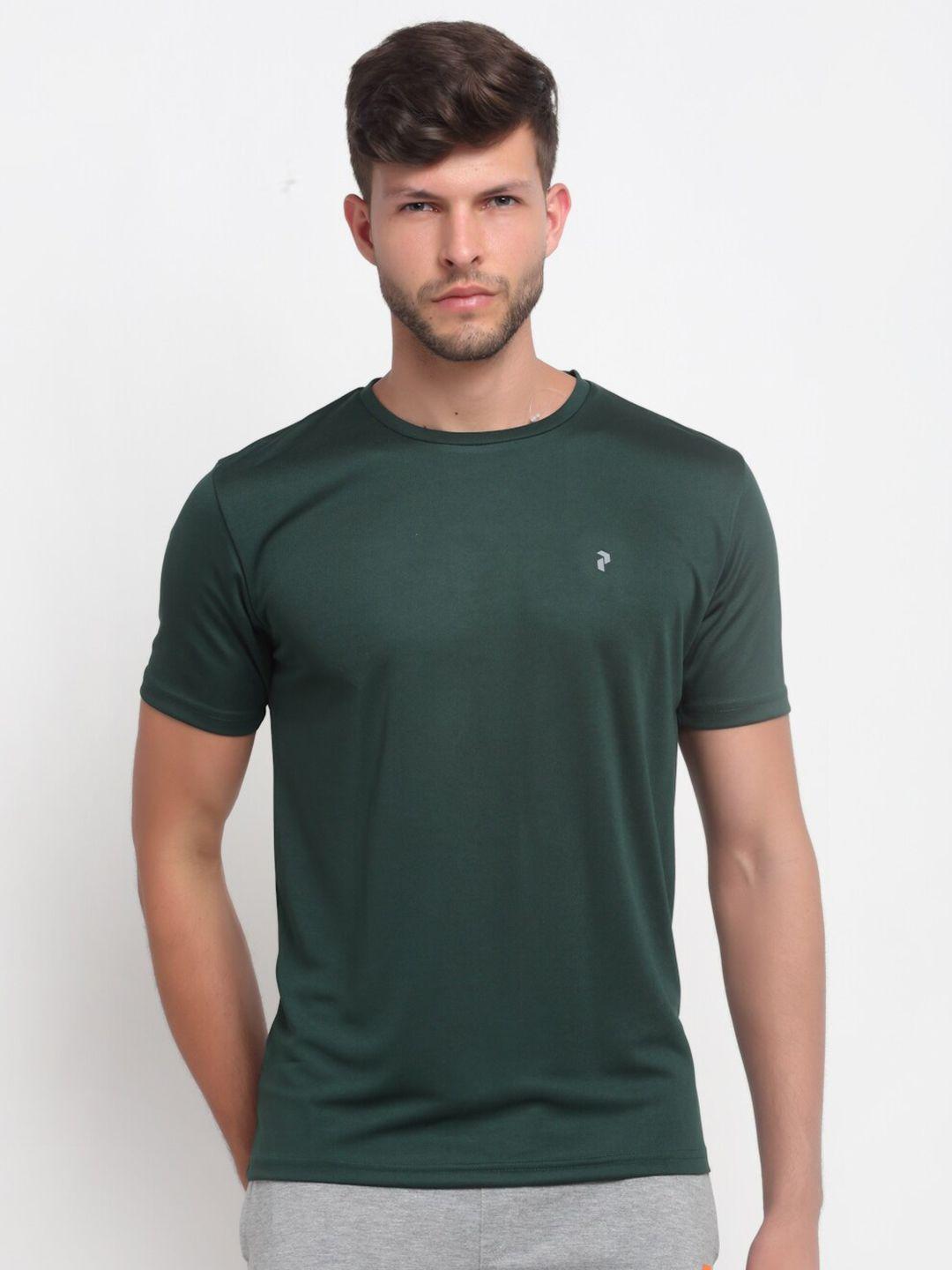 perfkt-u men green solid round neck training t-shirt