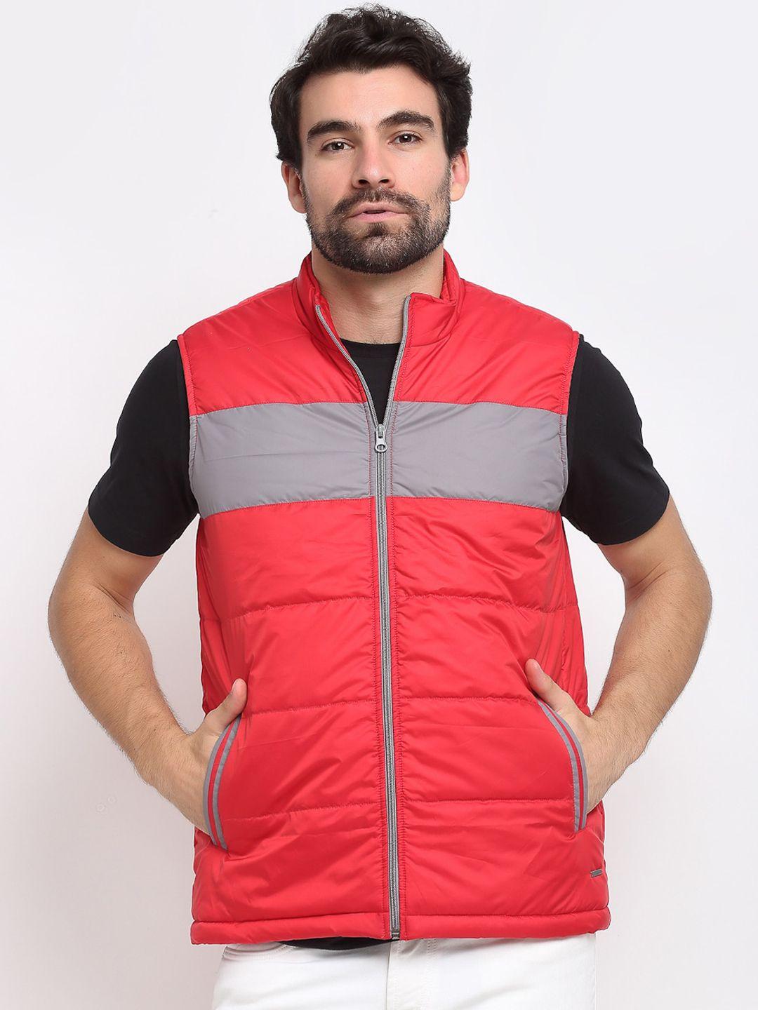 perfkt-u men red colourblocked lightweight puffer jacket
