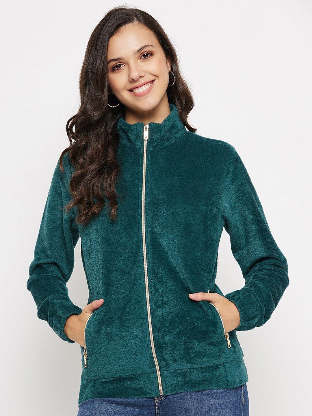 perfkt-u mock collar velvet front-open sweatshirt