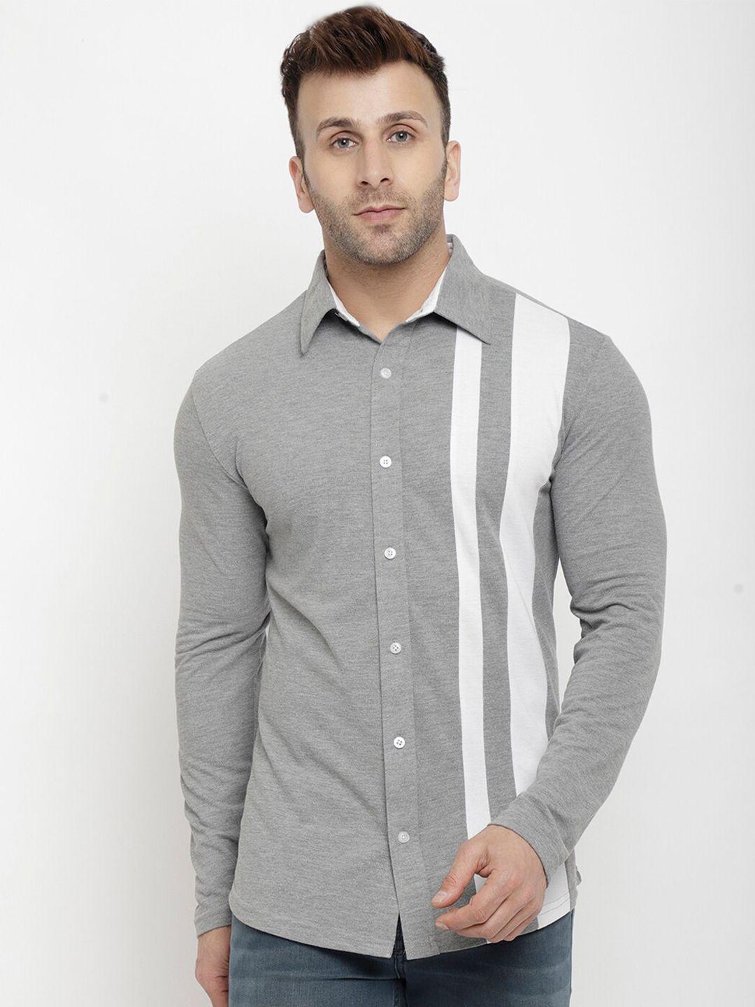 perfkt-u smart fit vertical striped cotton casual shirt