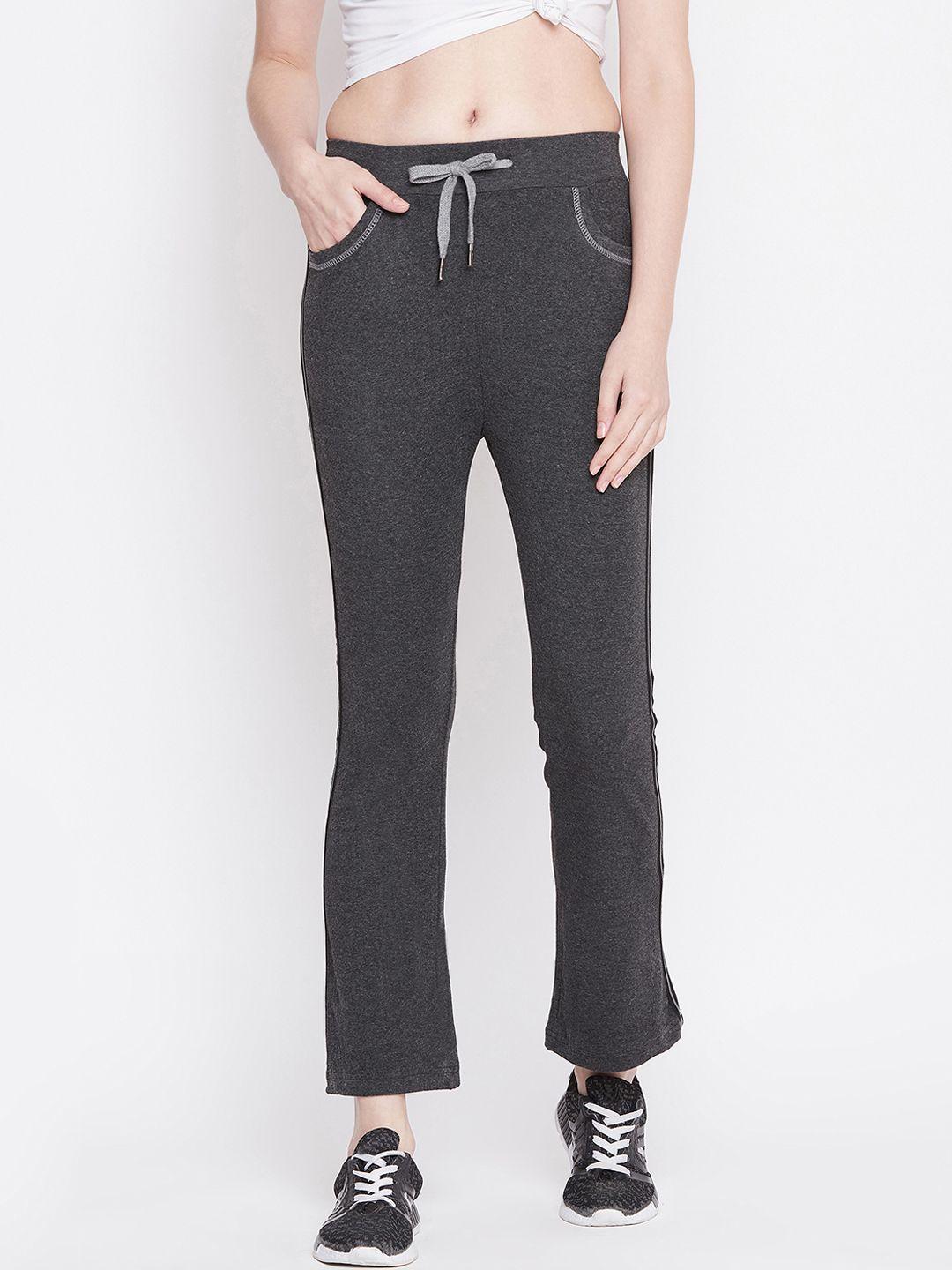 perfkt-u women grey solid straight fit track pants