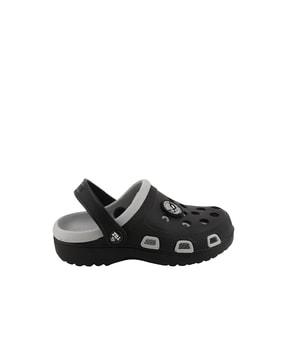 perforated round-toe slip-on clogs