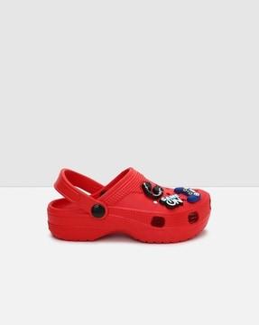 perforated clogs with game applique