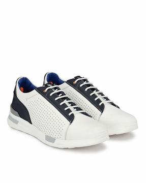 perforated lace-up sports shoes