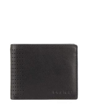 perforated leather bi-fold wallet