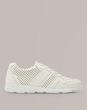 perforated low-top lace-up shoes