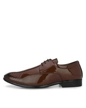 perforated round-toe lace-up derbys