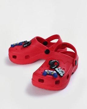 perforated slingback clogs with appliques