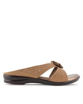 perforated slip-on flat sandals