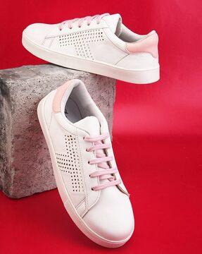 perforated slip-on lace-up shoes