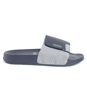perforated slip-on slides with velcro closure