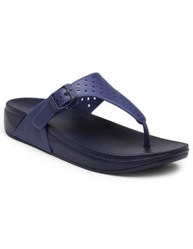 perforated thong-strap flip-flops with buckle fastening