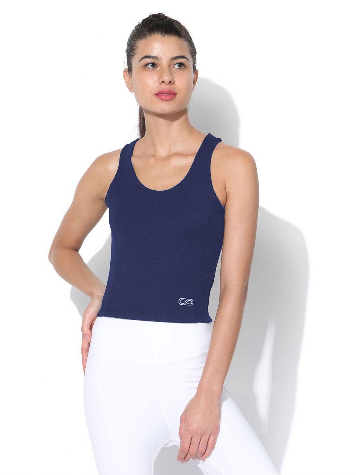 performance crop tank top - navy blue