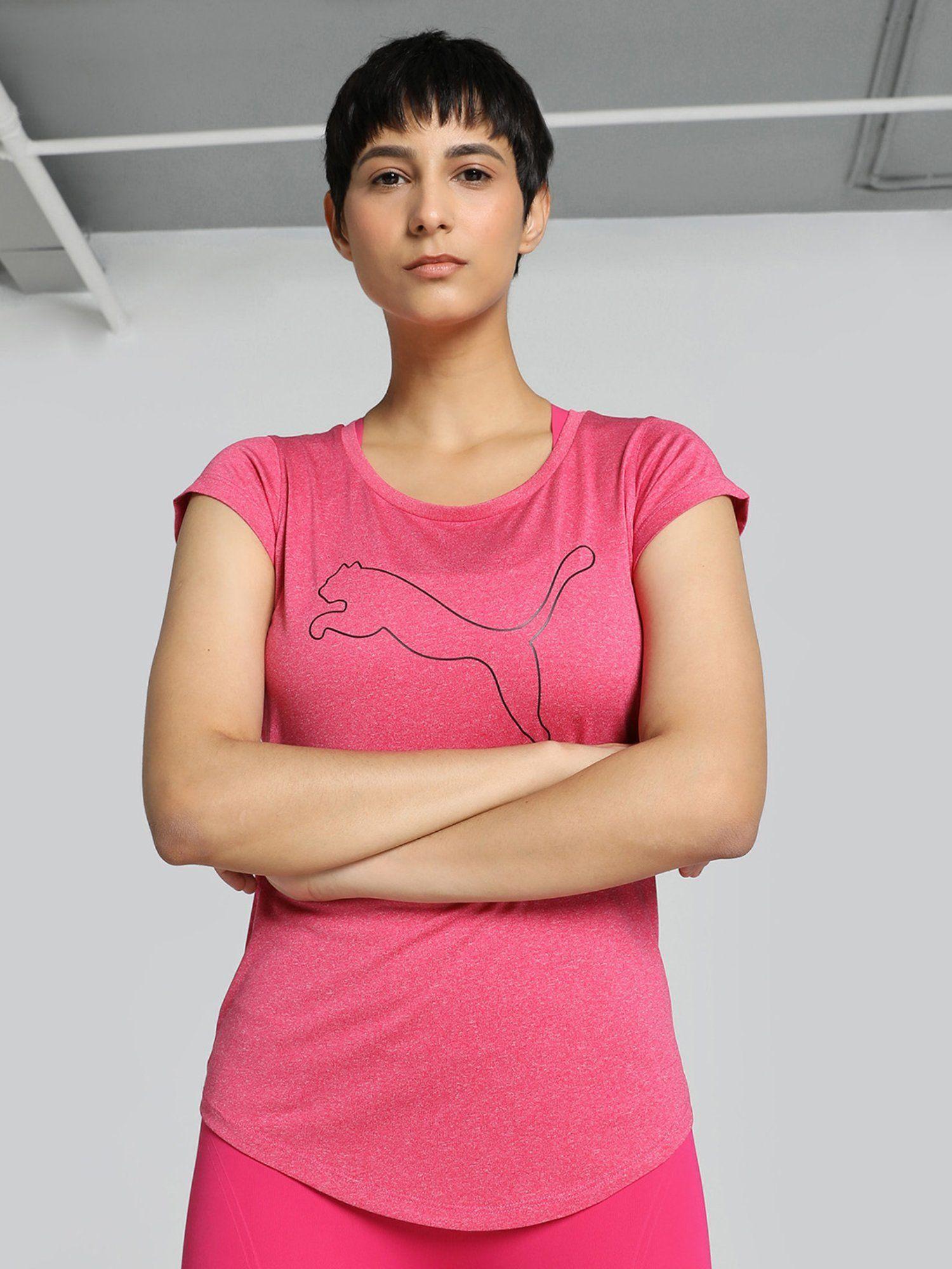 performance heather cat womens pink t-shirt