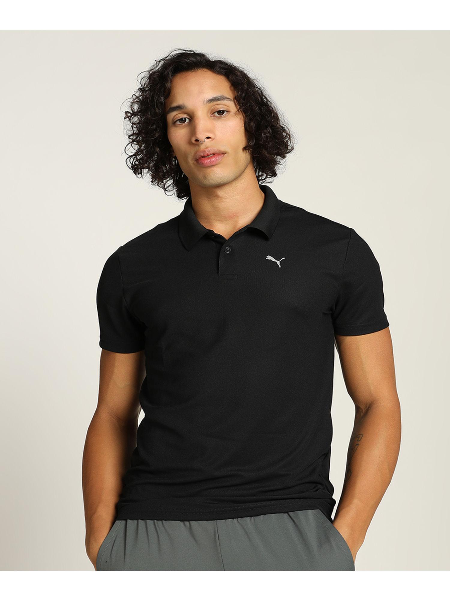 performance polo t-shirt men black