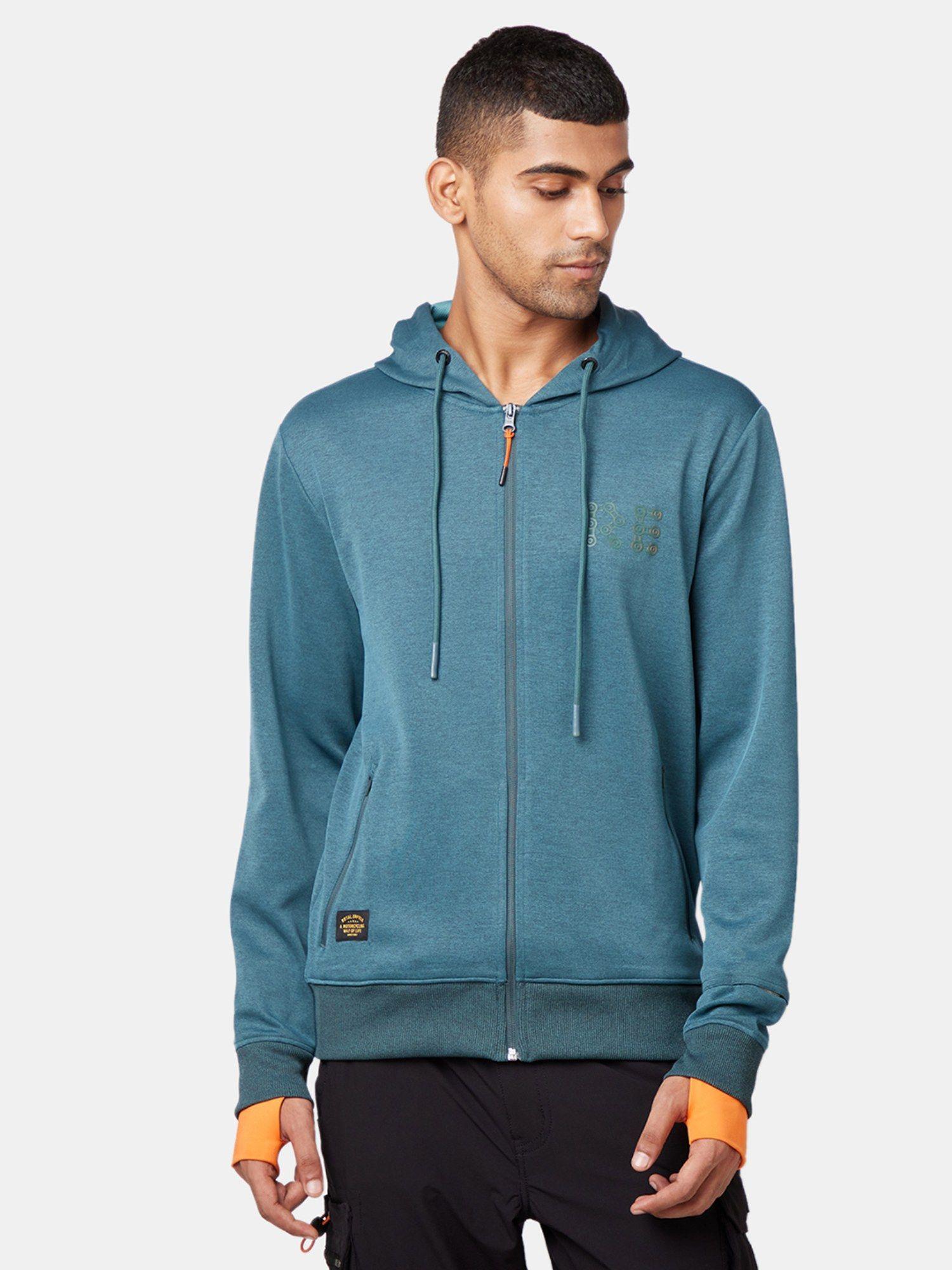 performance teal hoodie