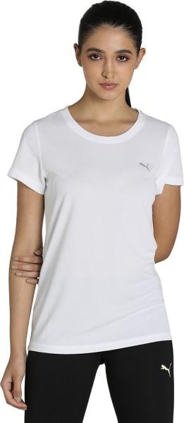 performance tee w women solid round neck polyester white t-shirt