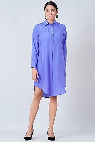 periwinkle blue habutai silk shirt dress