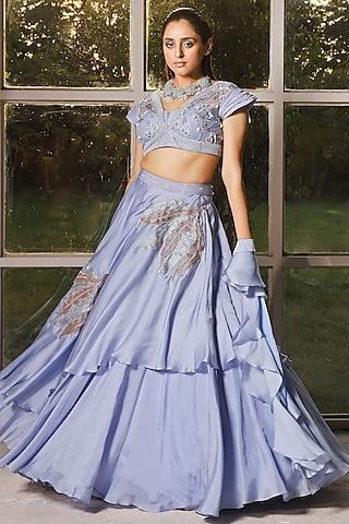 periwinkle embroidered lehenga set