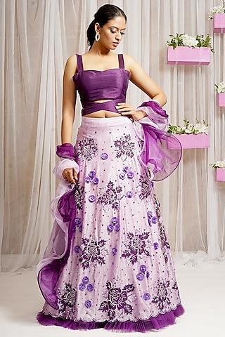 periwinkle hand embroidered lehenga set