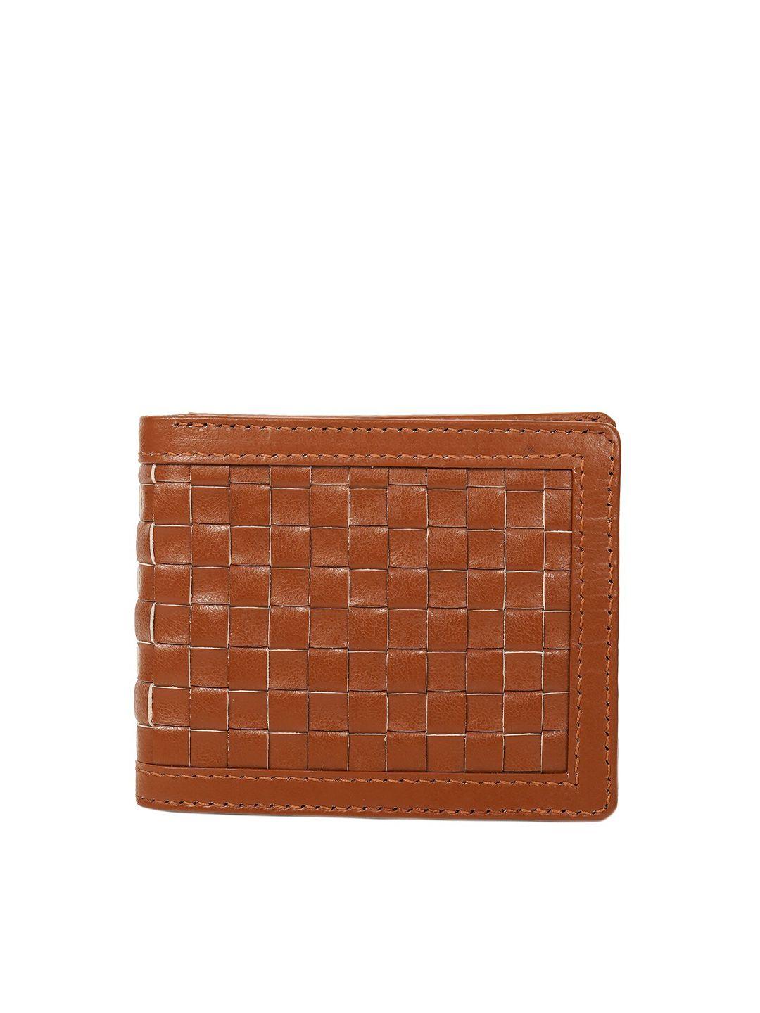 perked men checked textured leather two fold wallet