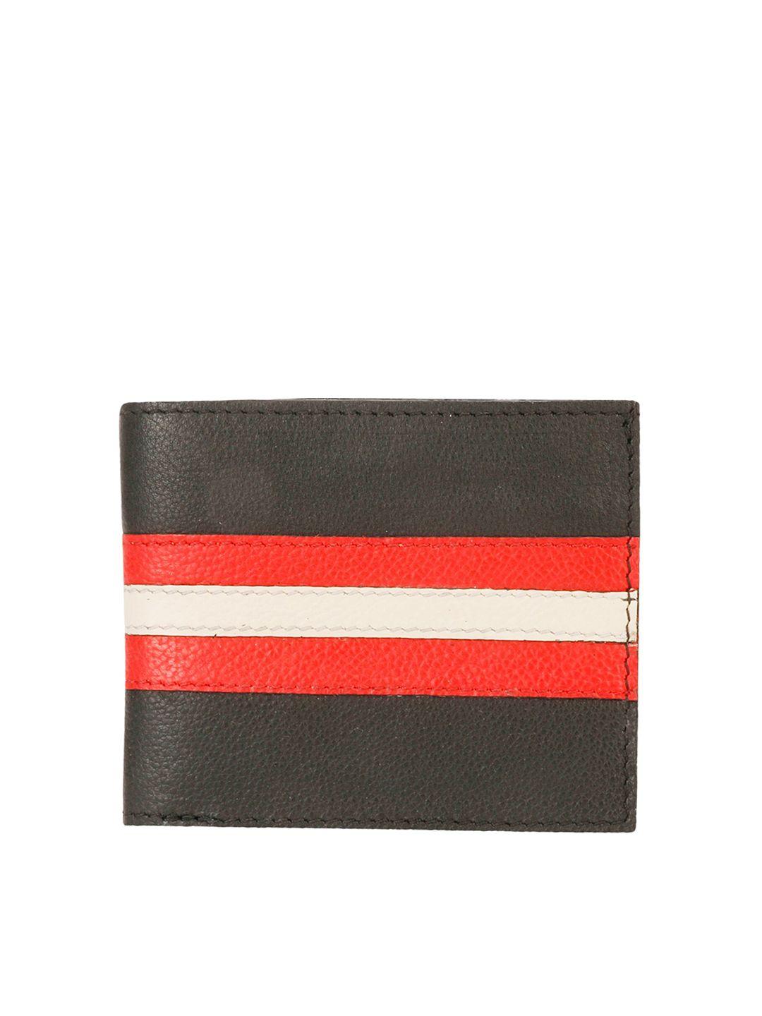 perked men striped leather two fold wallet