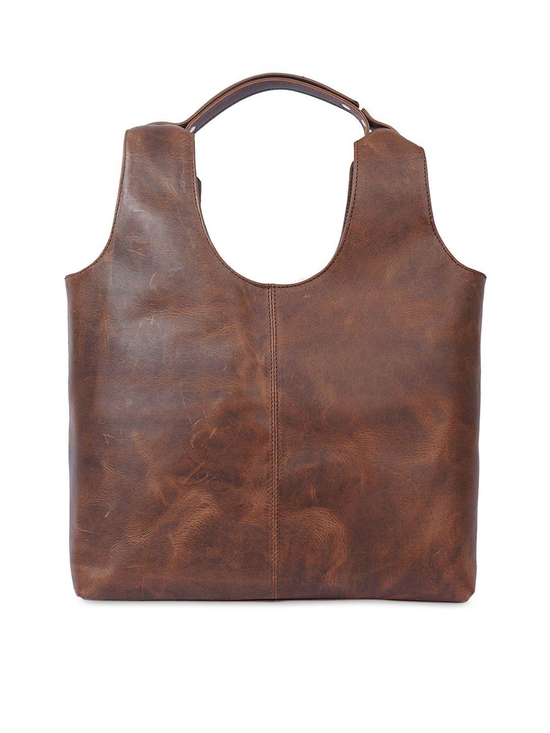 perked tan brown leather structured handheld bag