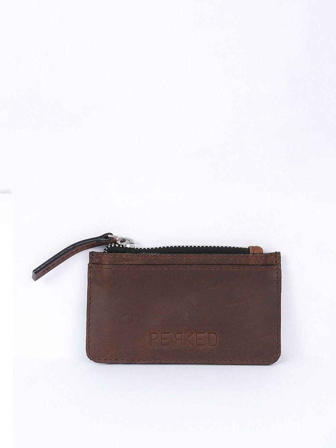 perked textured leather zip around wallet