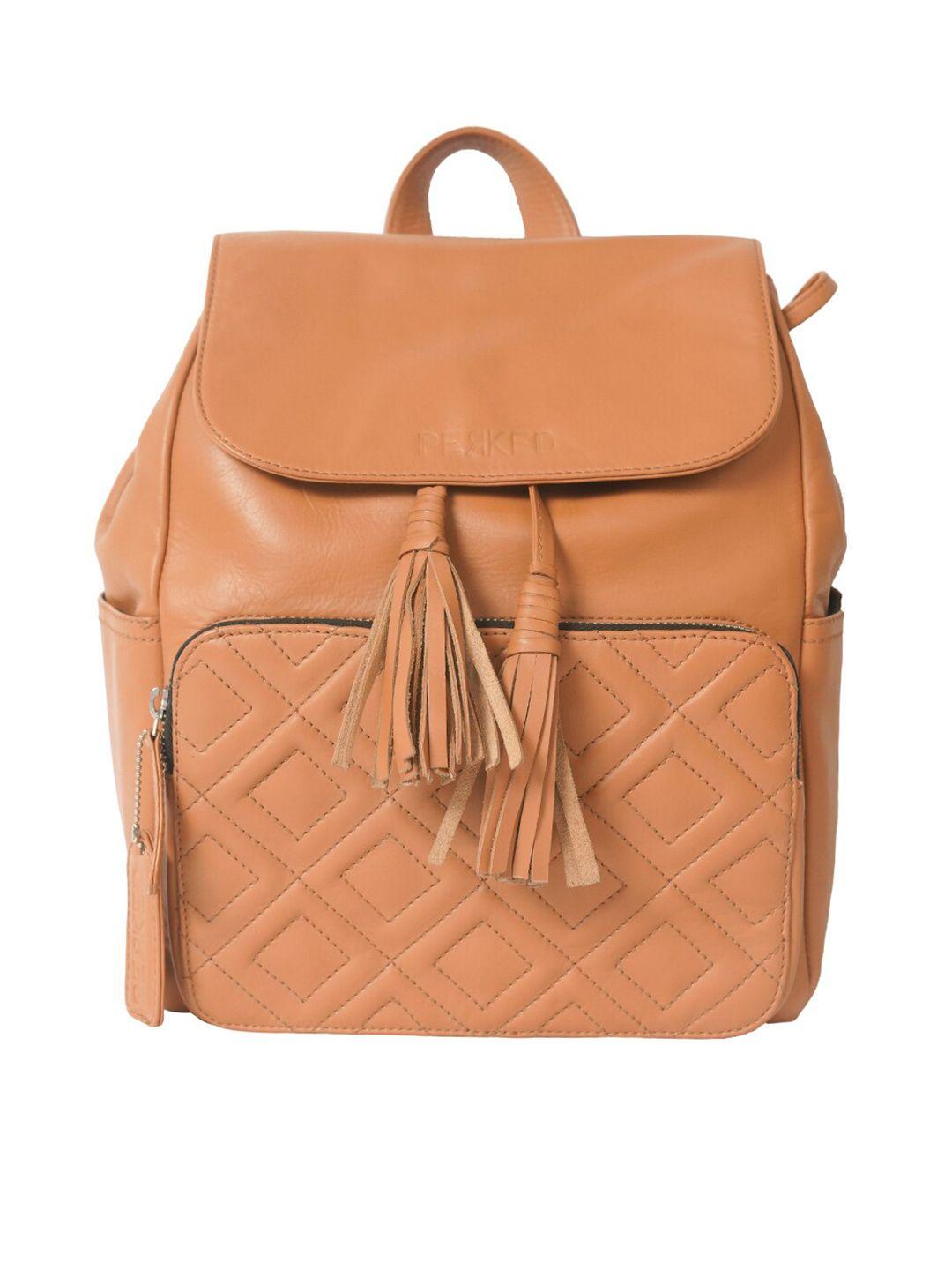 perked unisex camel brown backpack