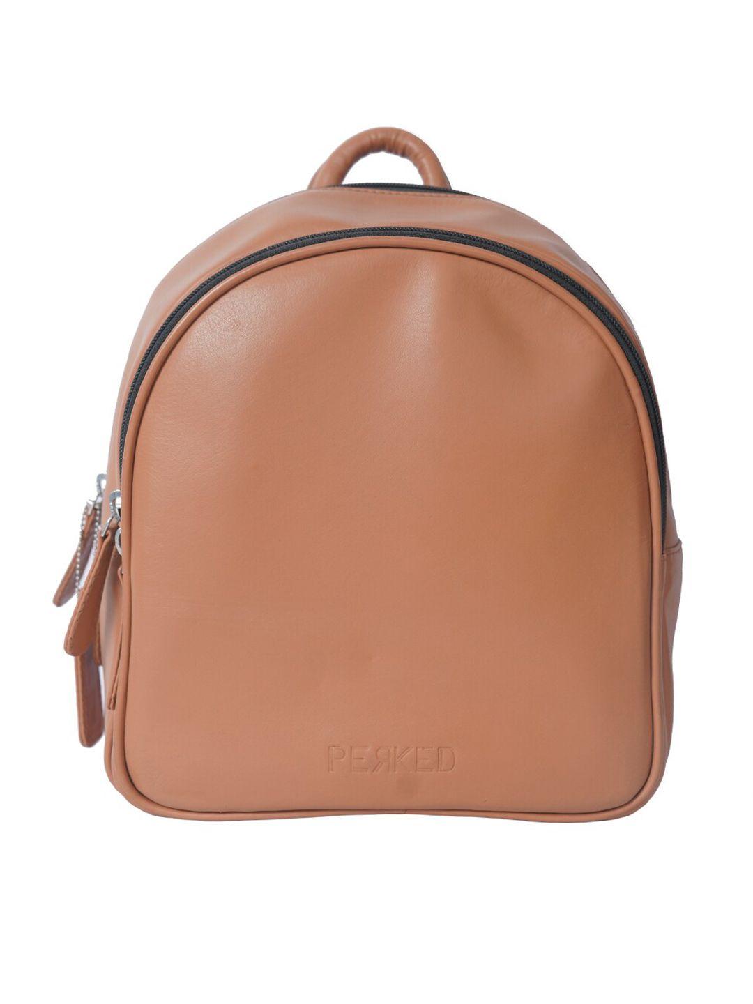 perked women camel brown backpack