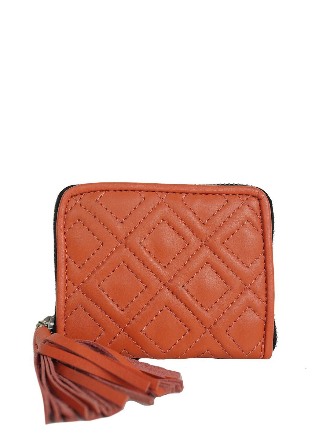perked women coral leather zip around wallet