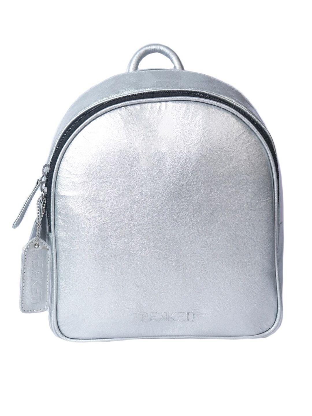 perked women silver-toned leather backpack