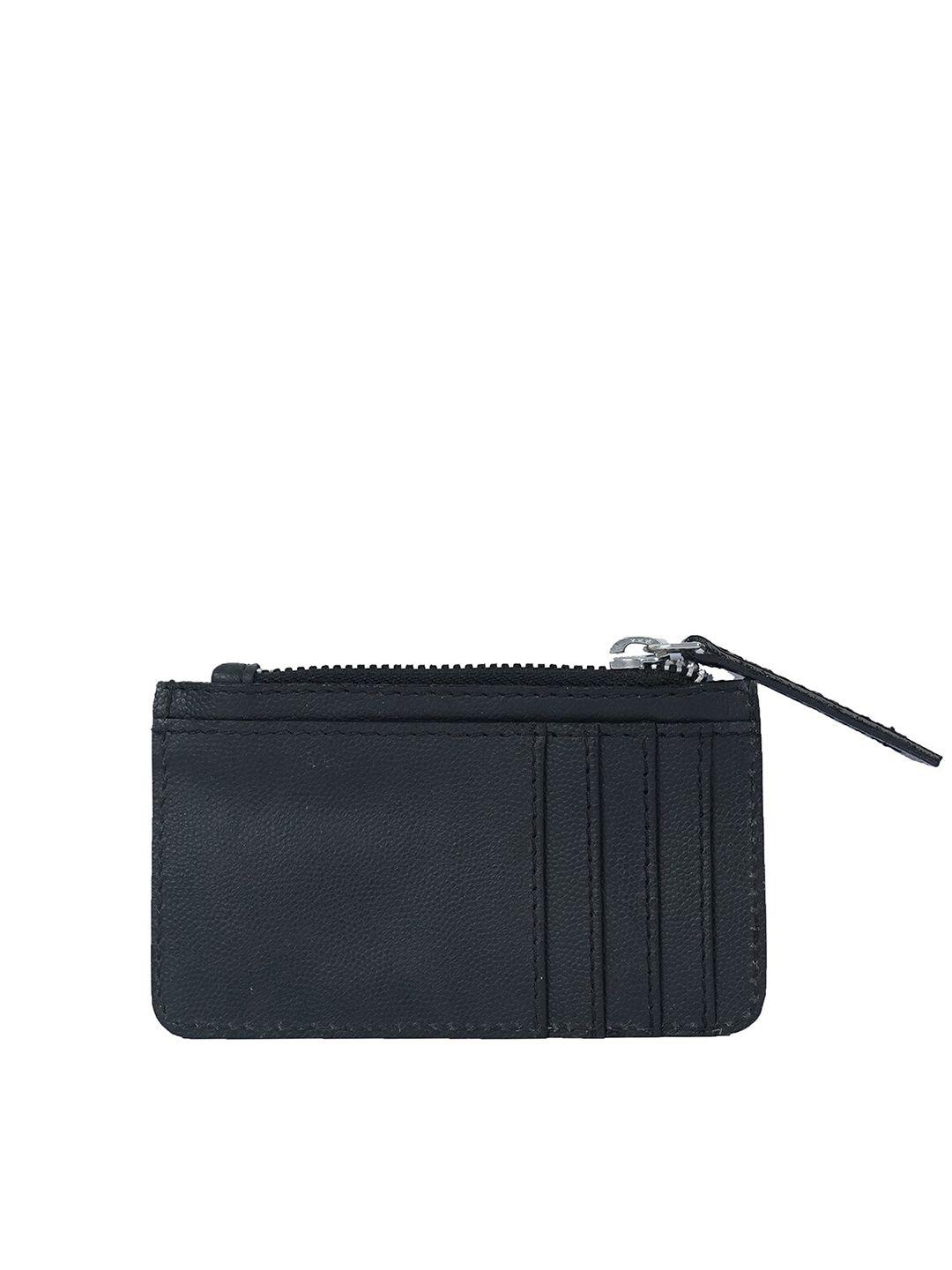 perked zip detail leather card holder
