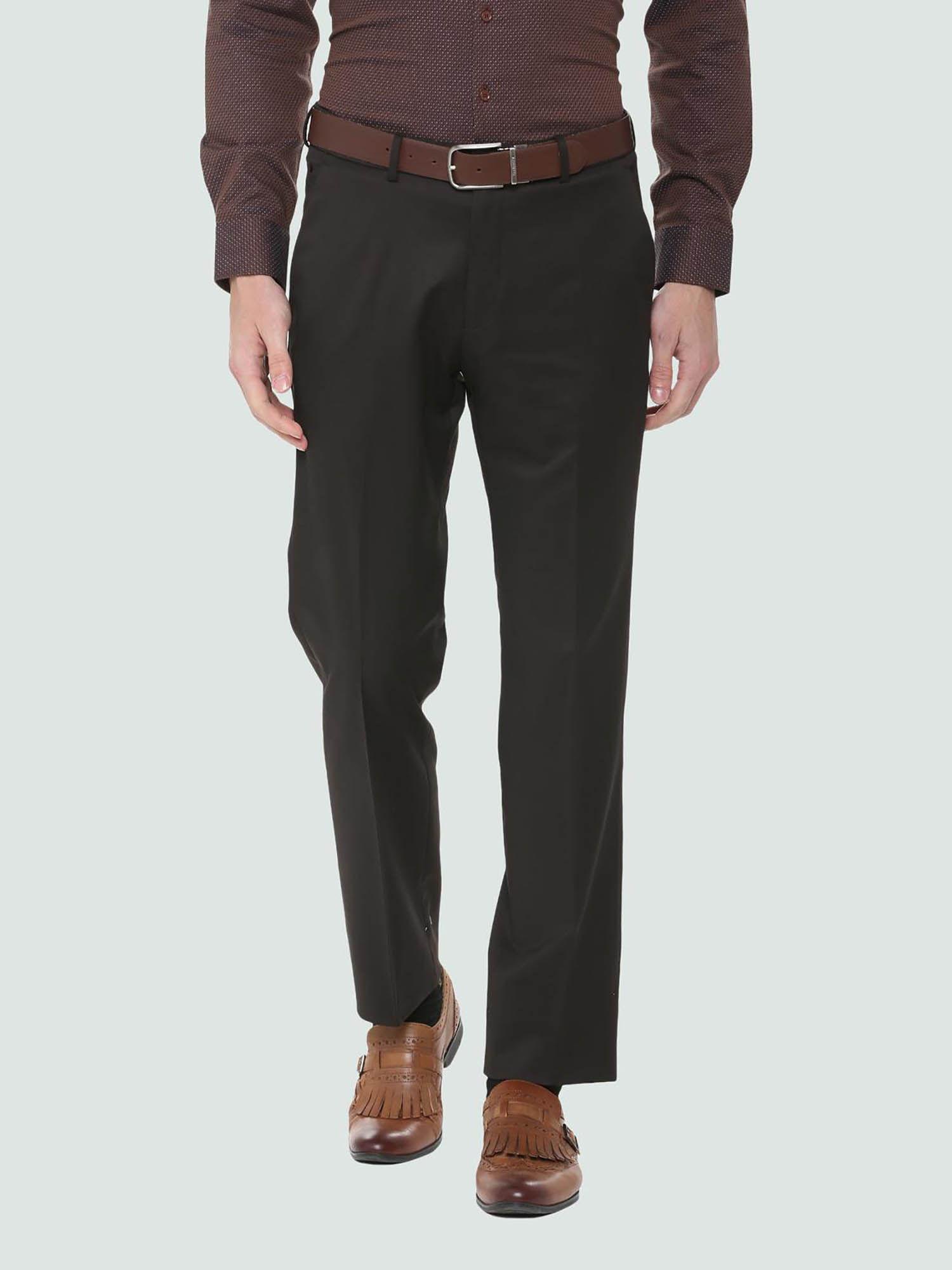 permapress dark grey solid formal trouser