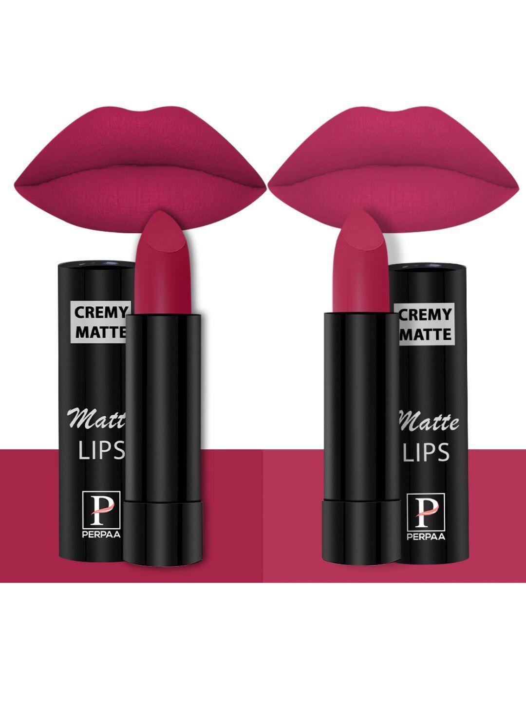 perpaa set of 2 creamy matte bullet lipstick 3.5g each-ruby magenta 84 & strawberry pink92