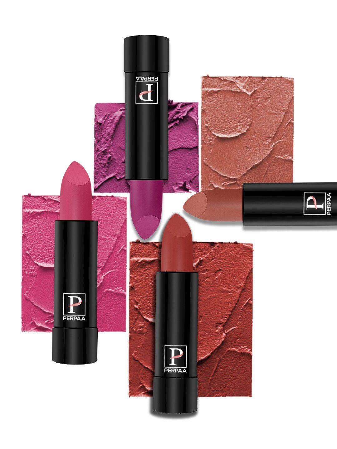 perpaa set of 4 long lasting smooth texture cremy matte lipstick - shade 55-58-60-92