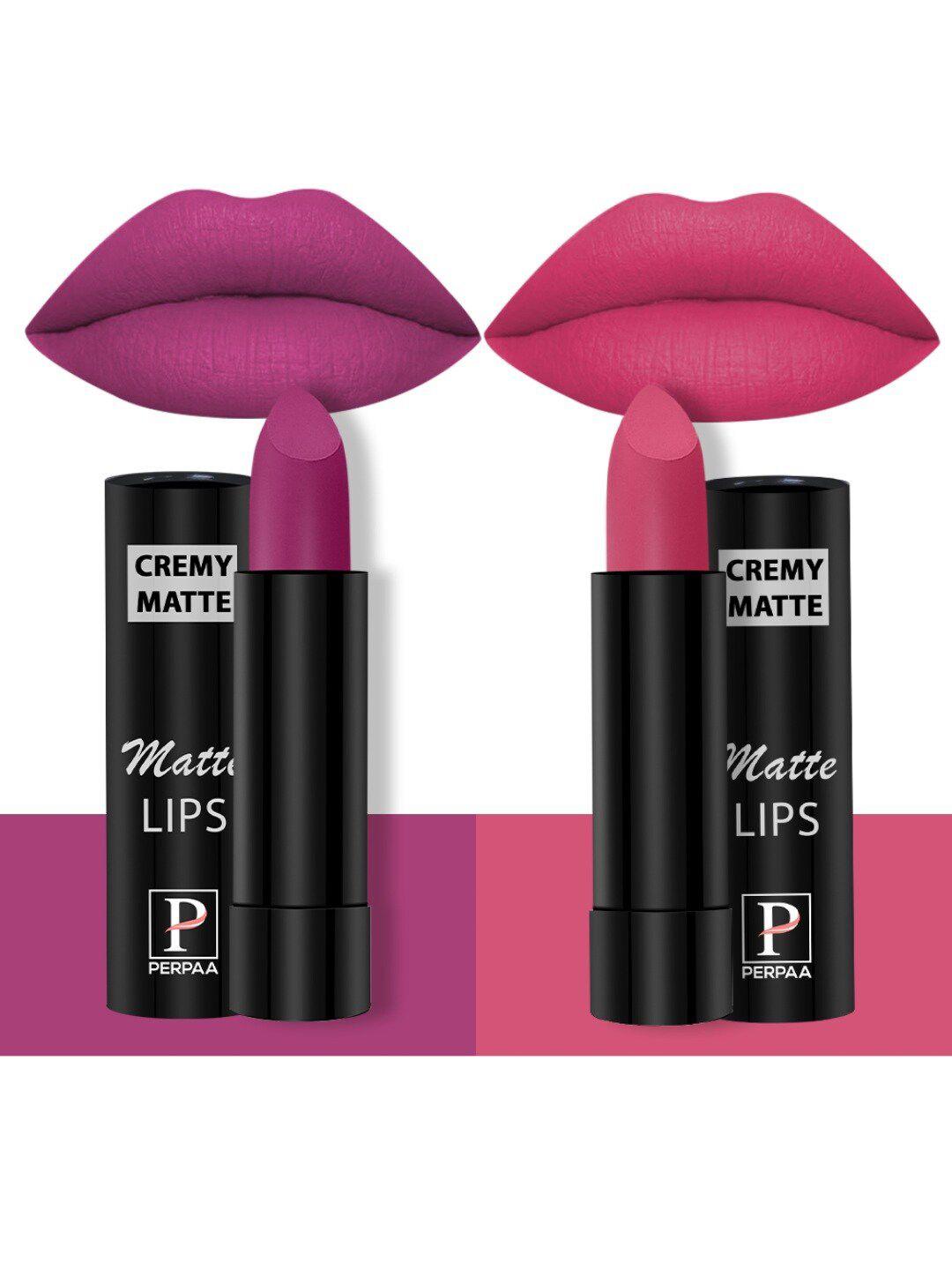perpaa creamy matte 2-pcs long lasting bullet lipstick -rose magenta 58 - pink fusion 60