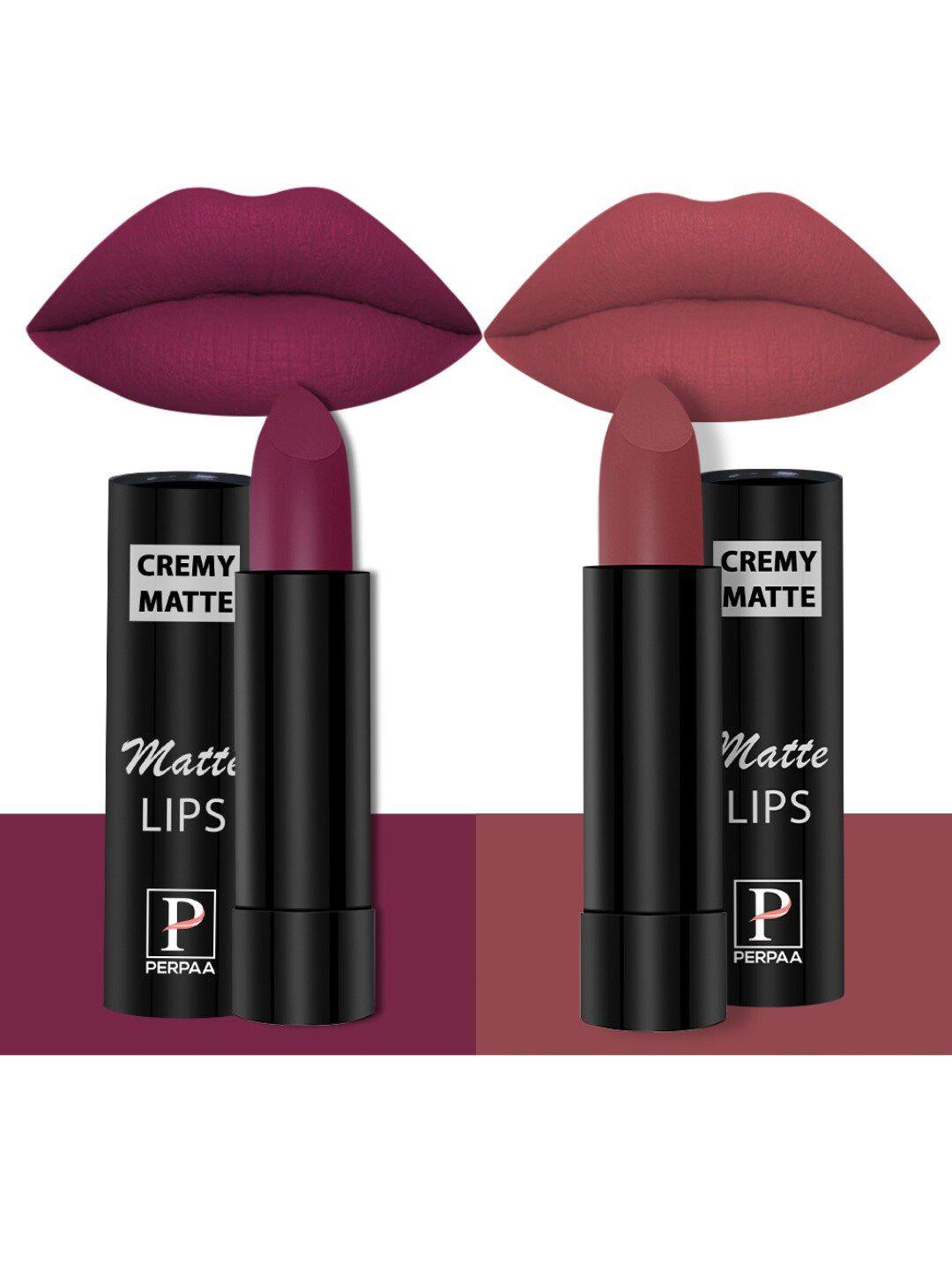 perpaa creamy matte set of 2 long stay intense lipstick 3.5g each 52-110